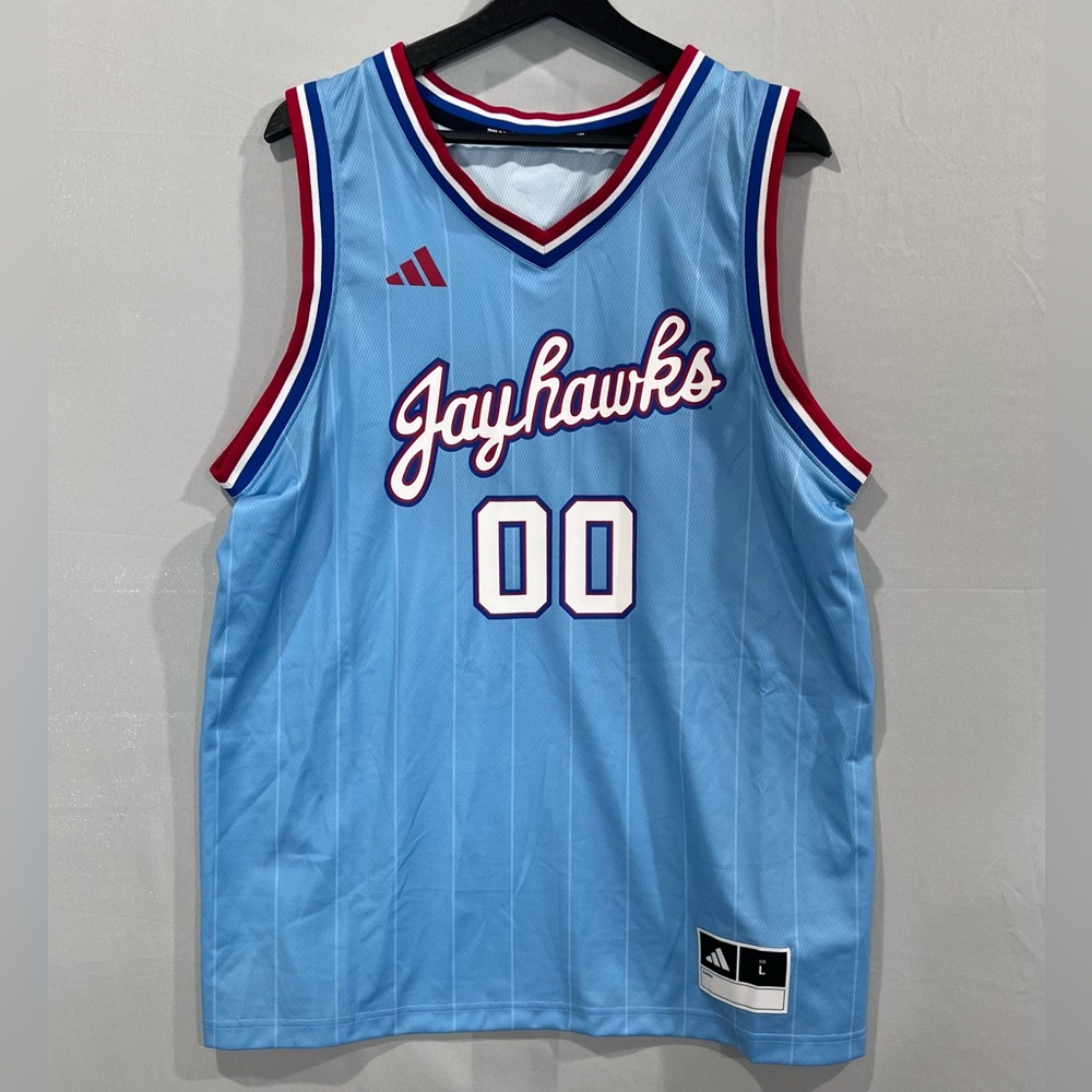 Kansas Jayhawks Light Blue Swingman Jersey, Men’s Size Large